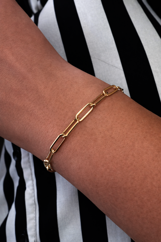 Žluté zlato náramek dutý očka 18cm